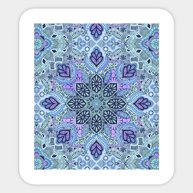 Navy Blue, Mint and Purple Boho Pattern Sticker by micklyn